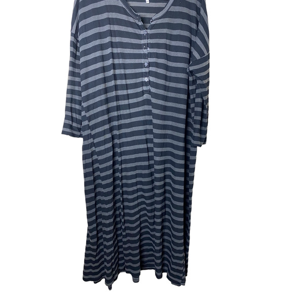 The GREAT. The Long Sleeve Knotted Henley Dress Striped sz 1 = Small - Picture 4 of 9